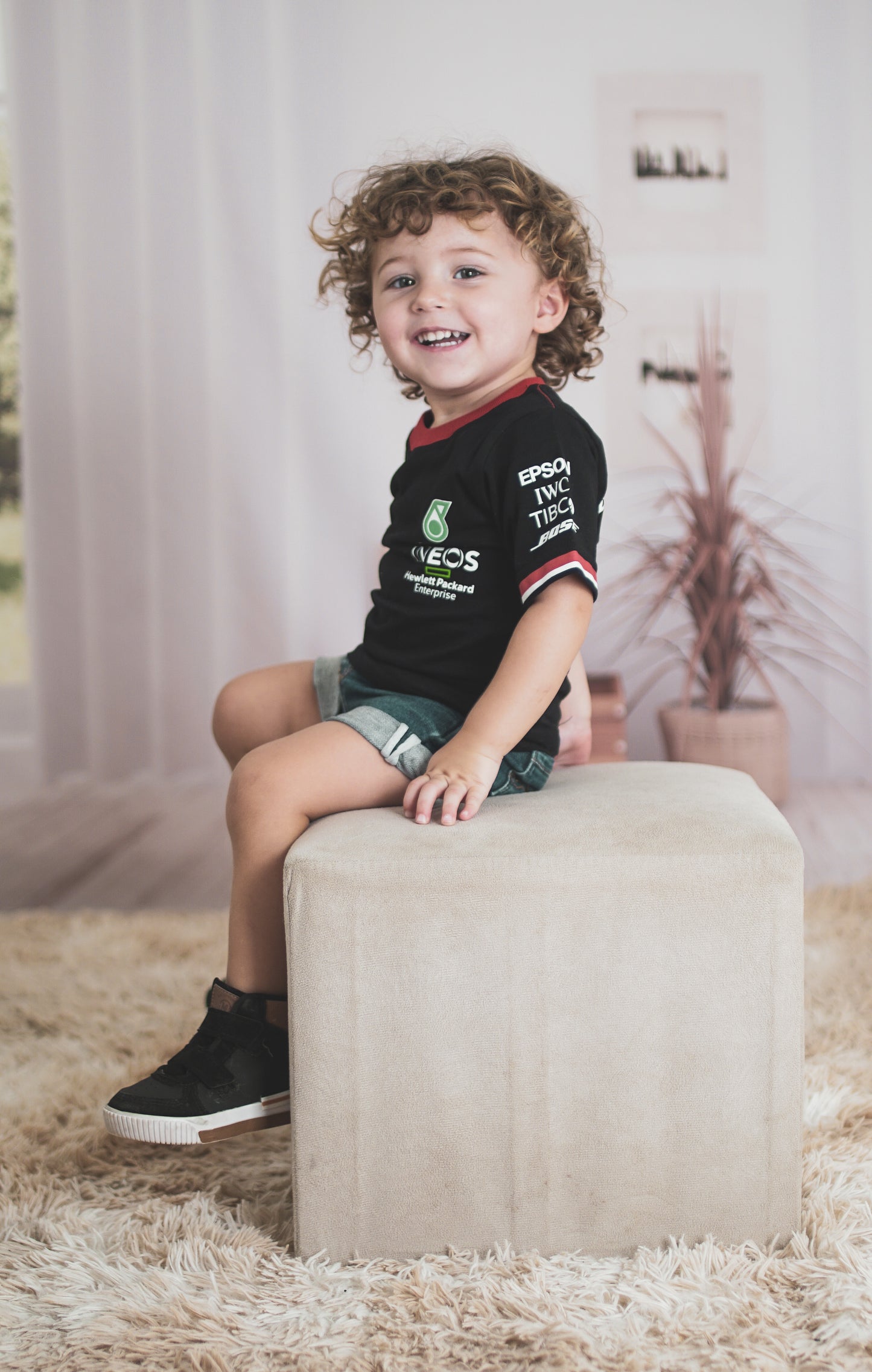 New F1 Mercedes baby racing Shirt Hamilton 44 jersey 100% cotton | Black Edition