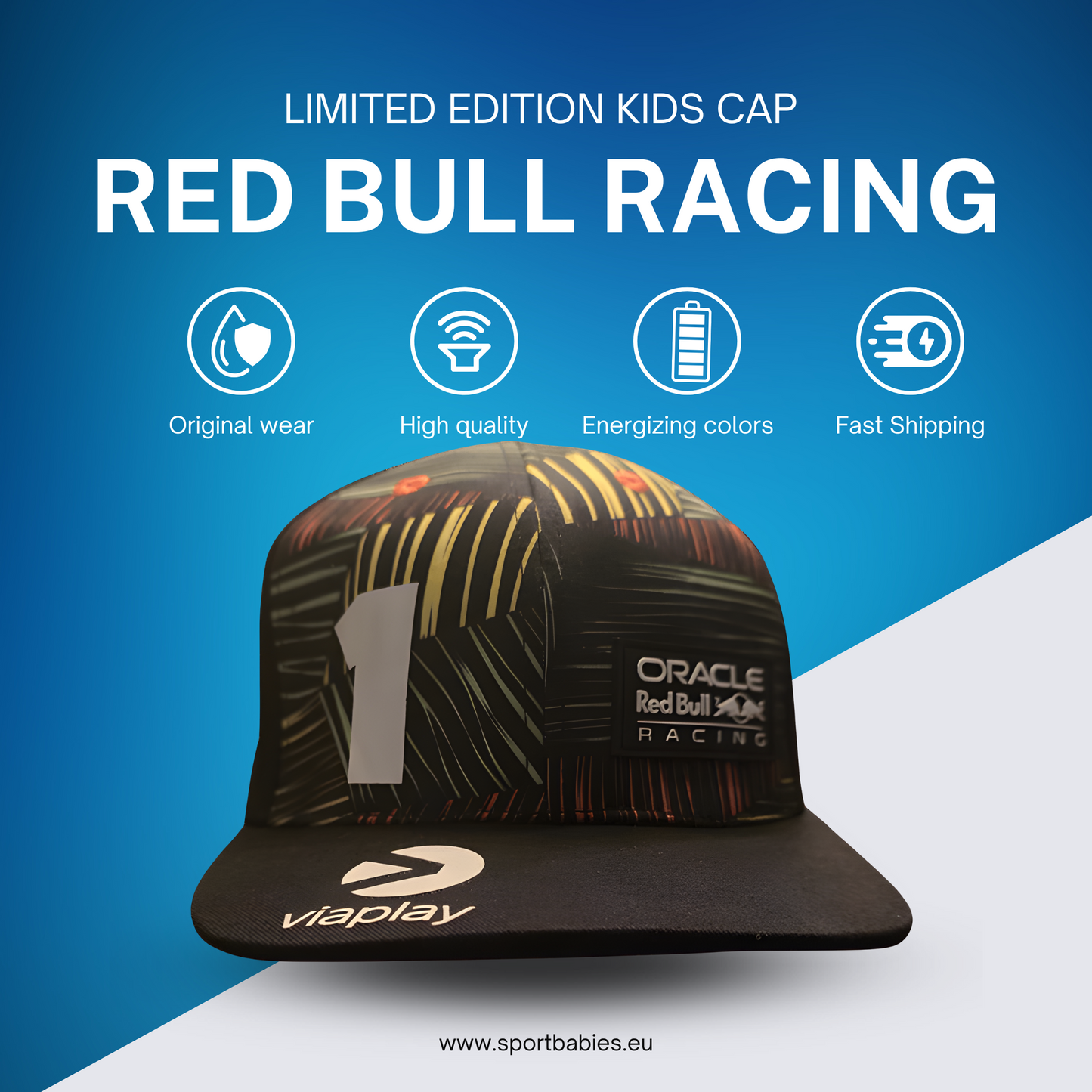 Red Bull Racing Cap for Kids – Original Kids Formule 1 Max Verstappen Driver Cap | Chico Edition | Recycled Red Bull Gift Box | Dutch Grand Prix | Size S | Maat 44-54cm