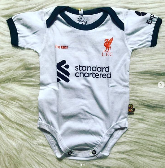 New Limited Edition Liverpool 3rd soccer romper jersey 100% cotton white